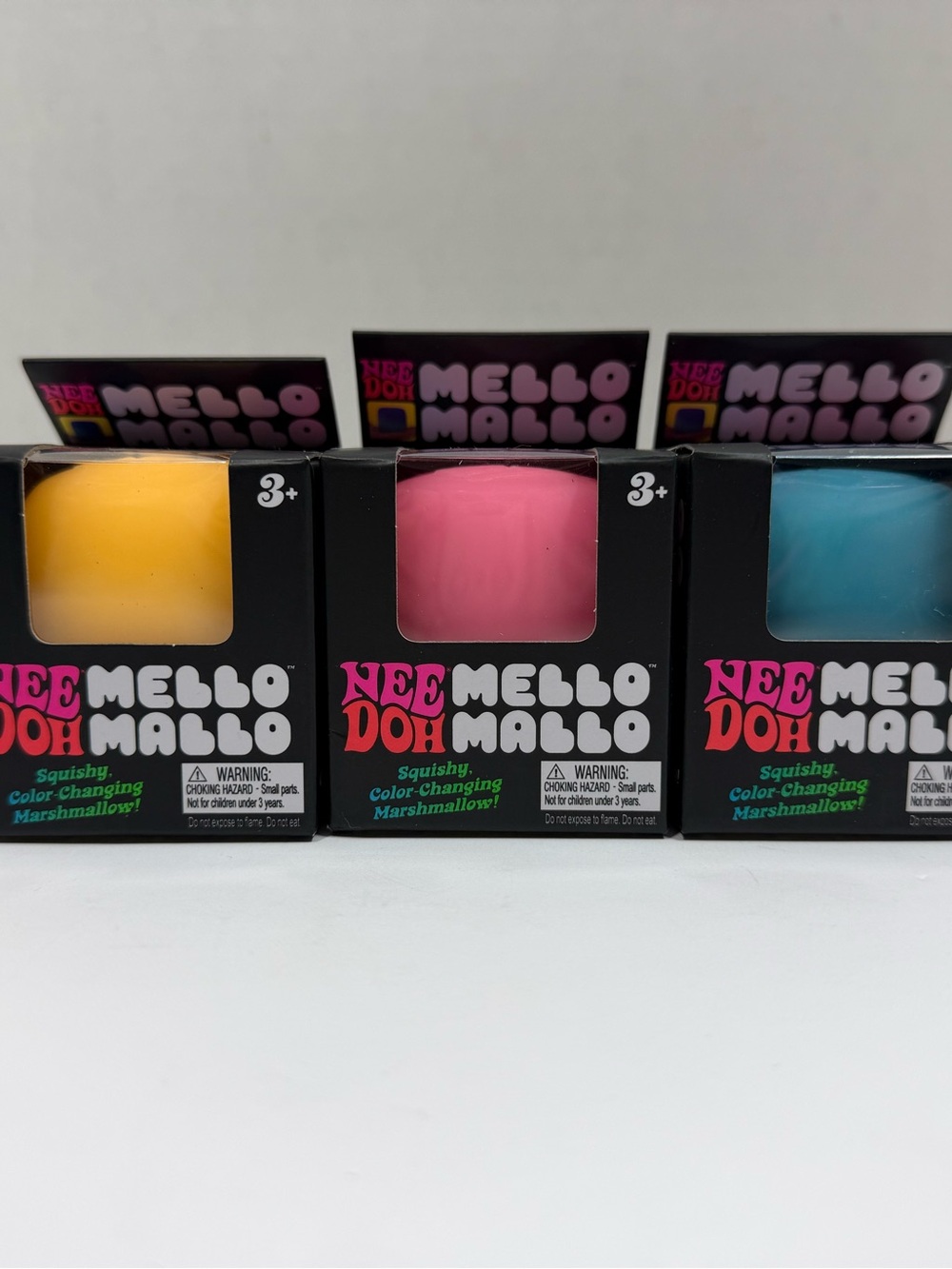 NeeDoh Mello Mallo Squishy Marshmallow Toy — Pink/Blue/Yellow